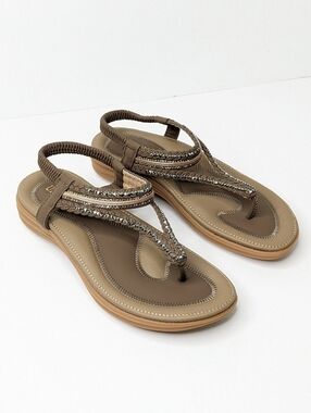 UBFEN Thong Slingback Strappy Sandals, Tan, Women's 8 (EU 38)